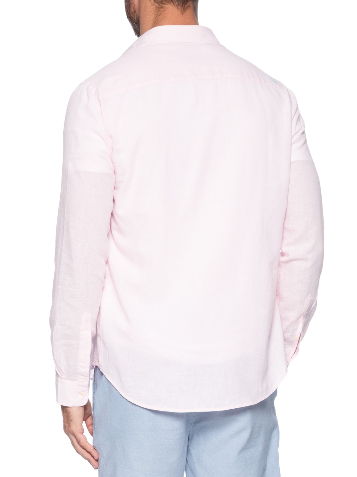 Camisa Masculina Blend Linen Rosa Pineapple