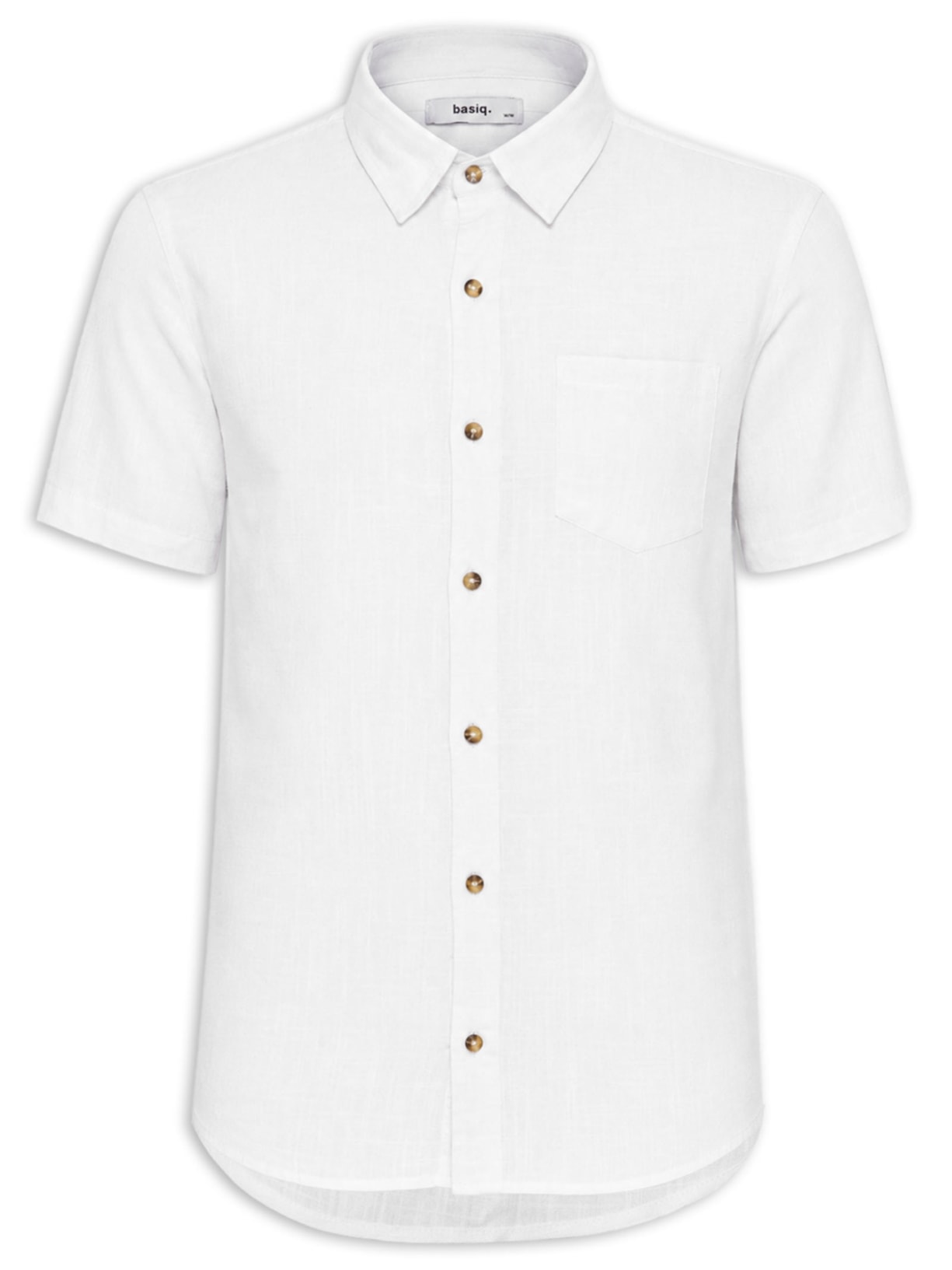 Camisa Masculina Blend Linho Manga Curta - Branco