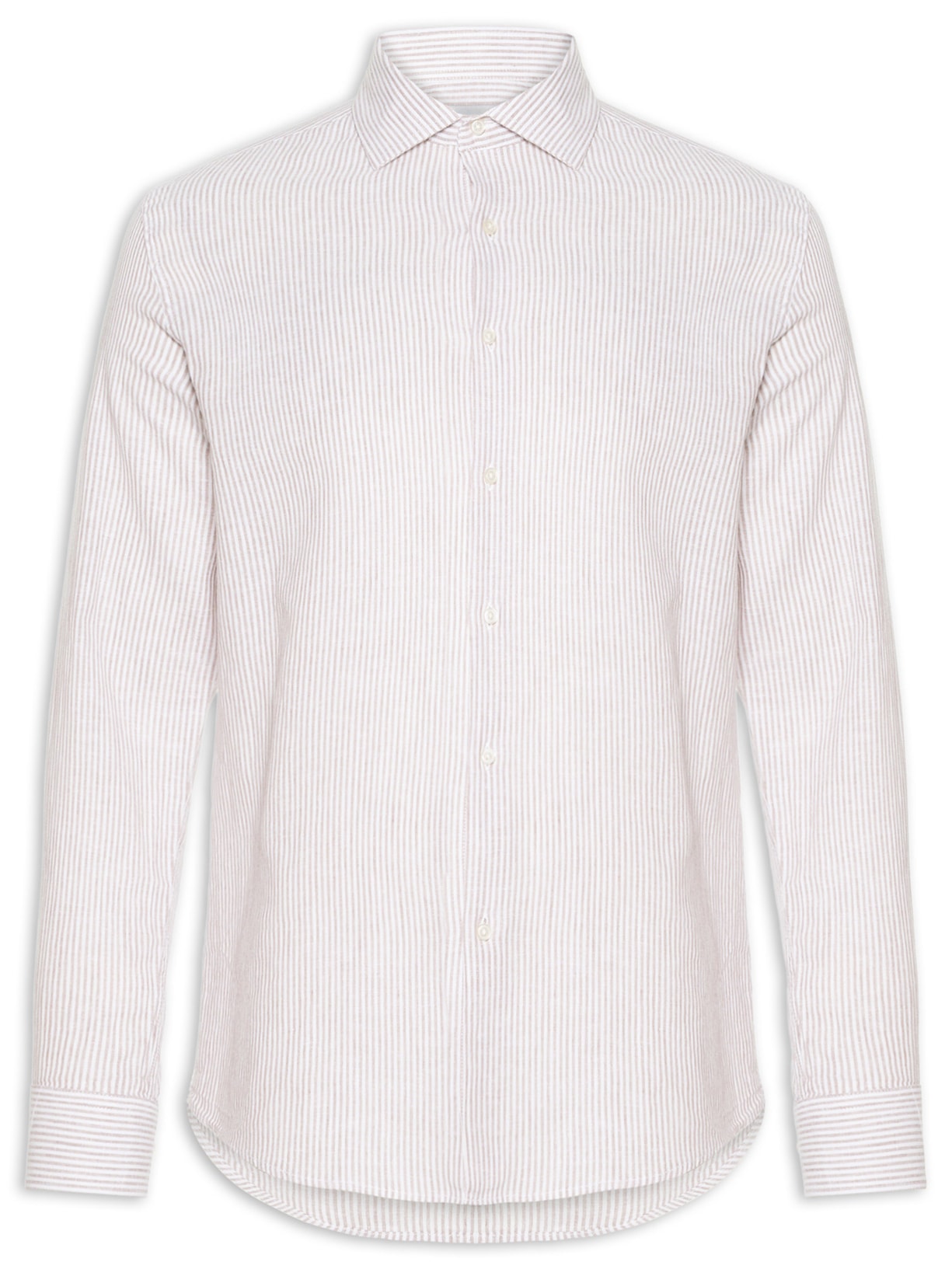 Camisa Masculina Blend Linho Manga Longa Bege  '2 Essential