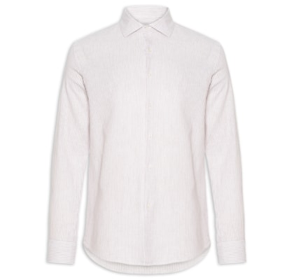 Camisa Masculina Blend Linho Manga Longa - Bege 