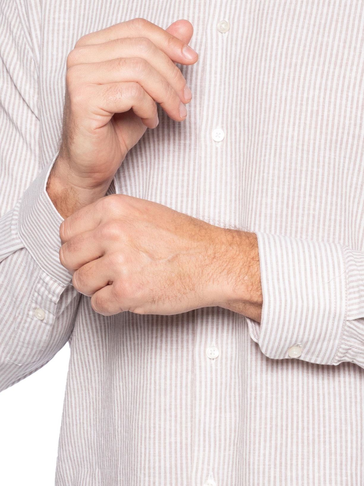 Camisa Masculina Blend Linho Manga Longa Bege  '2 Essential