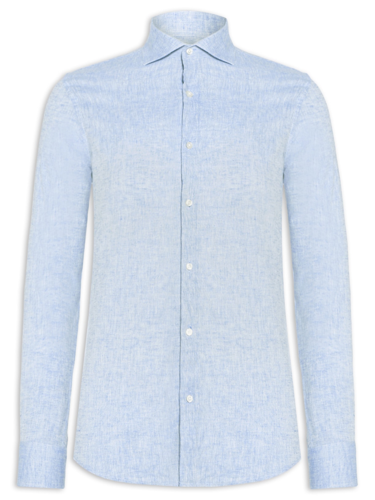 Camisa Masculina Blend Linho Slim Fit - Azul