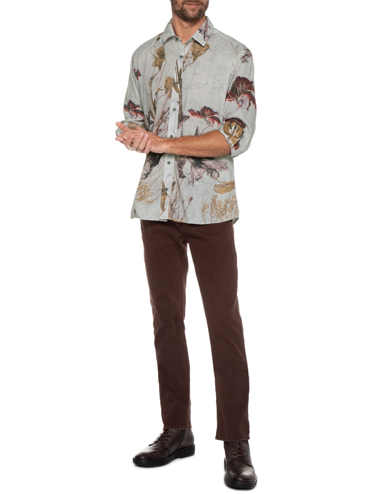 Camisa Masculina Blooms Cinza John John
