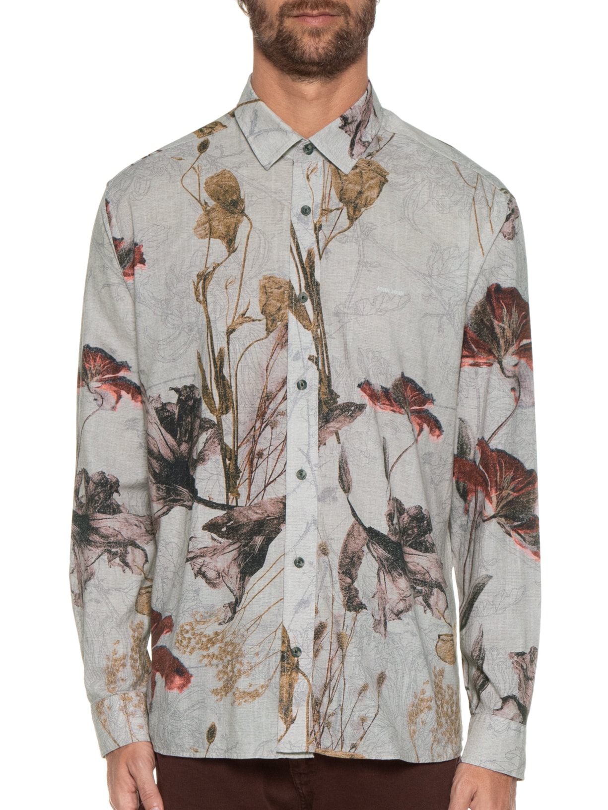 Camisa Masculina Blooms Cinza John John