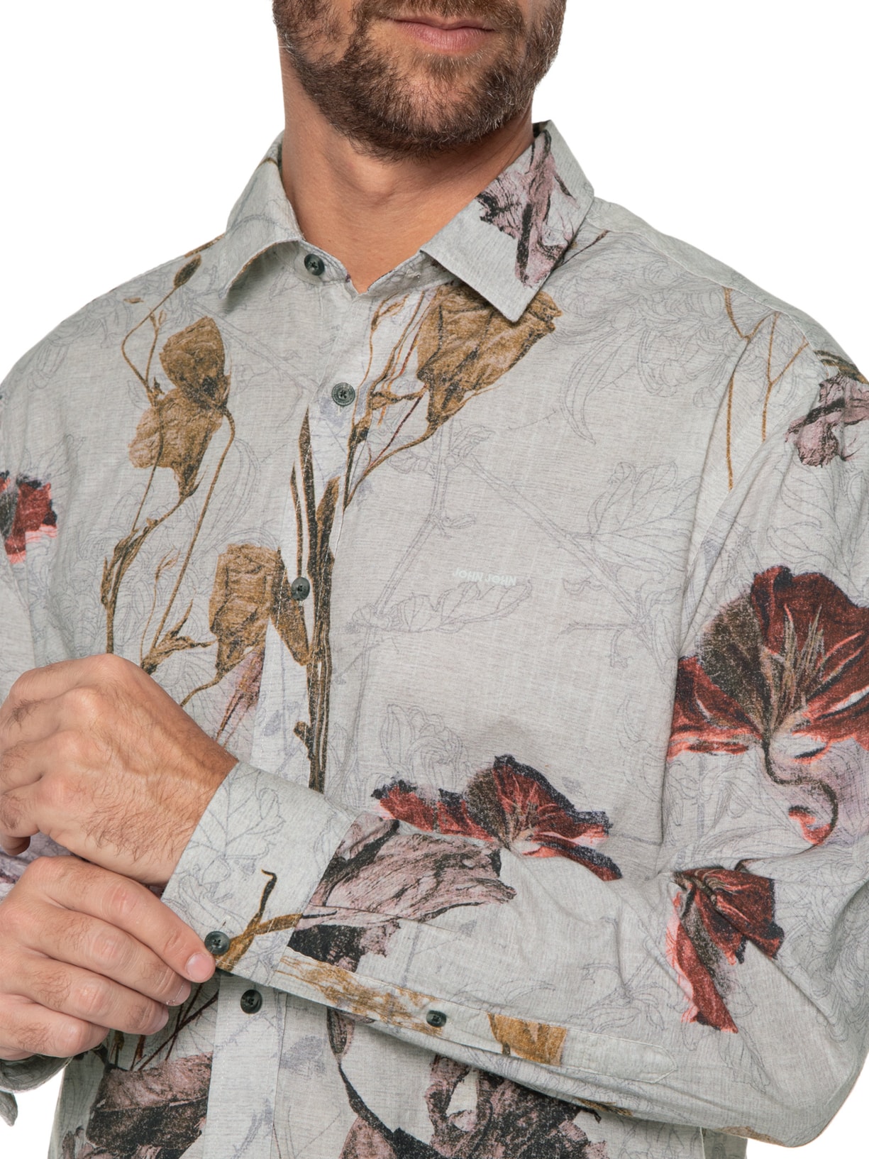 Camisa Masculina Blooms Cinza John John