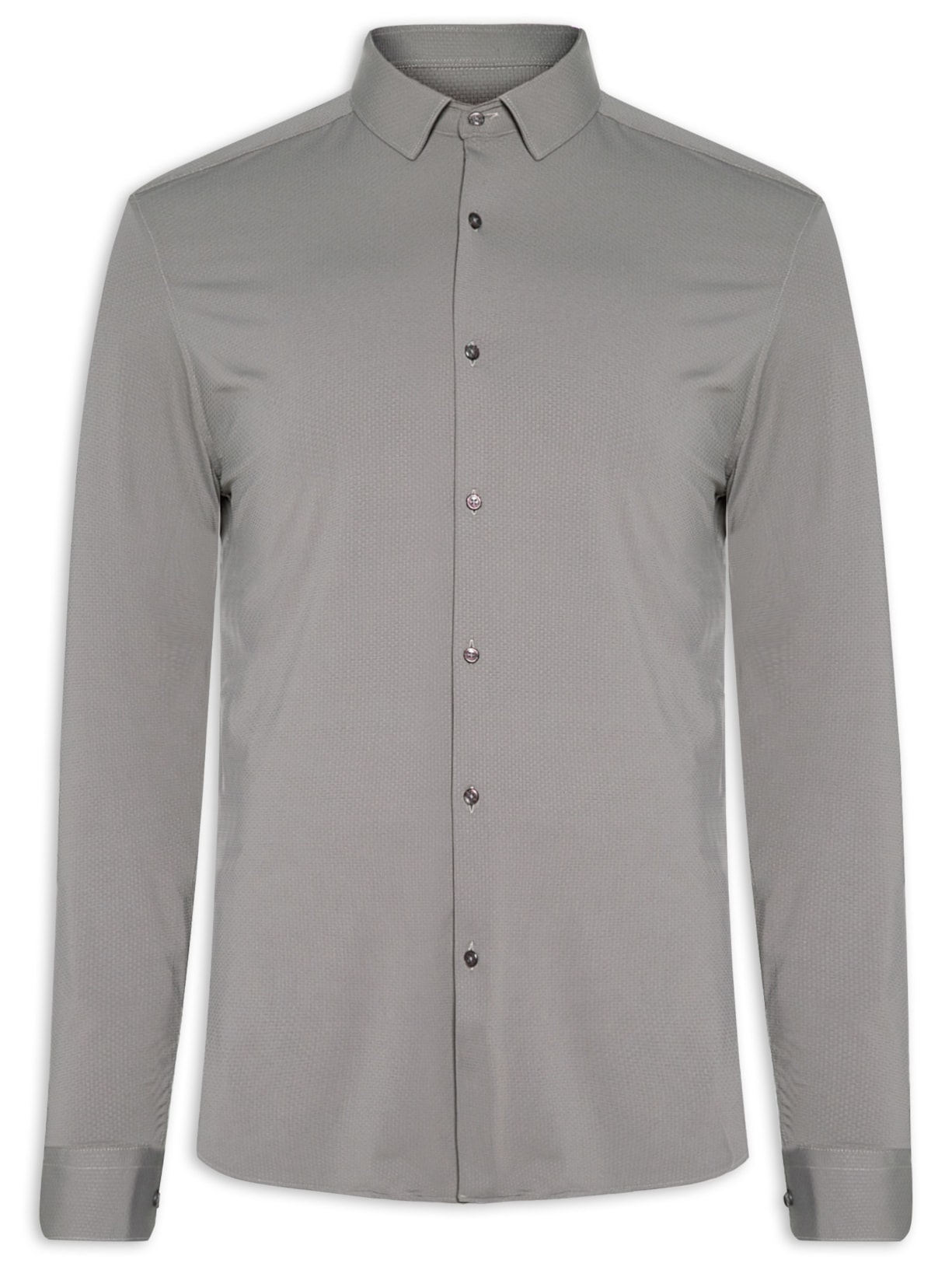 Camisa Masculina Bold Anatômica R+ Textura - Cinza