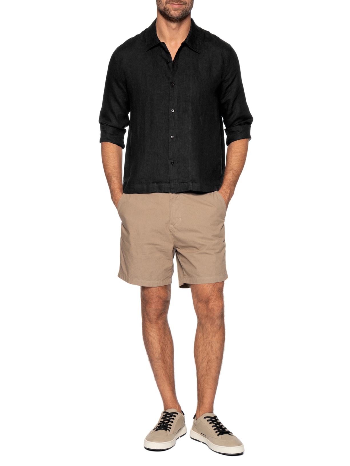 Camisa Masculina Brief Linen Confort ML – Preto Osklen