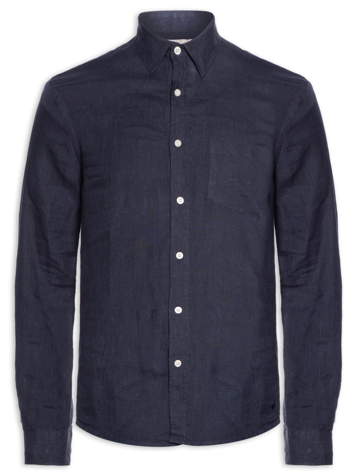 Camisa Masculina Button Down Puro Linho - Azul