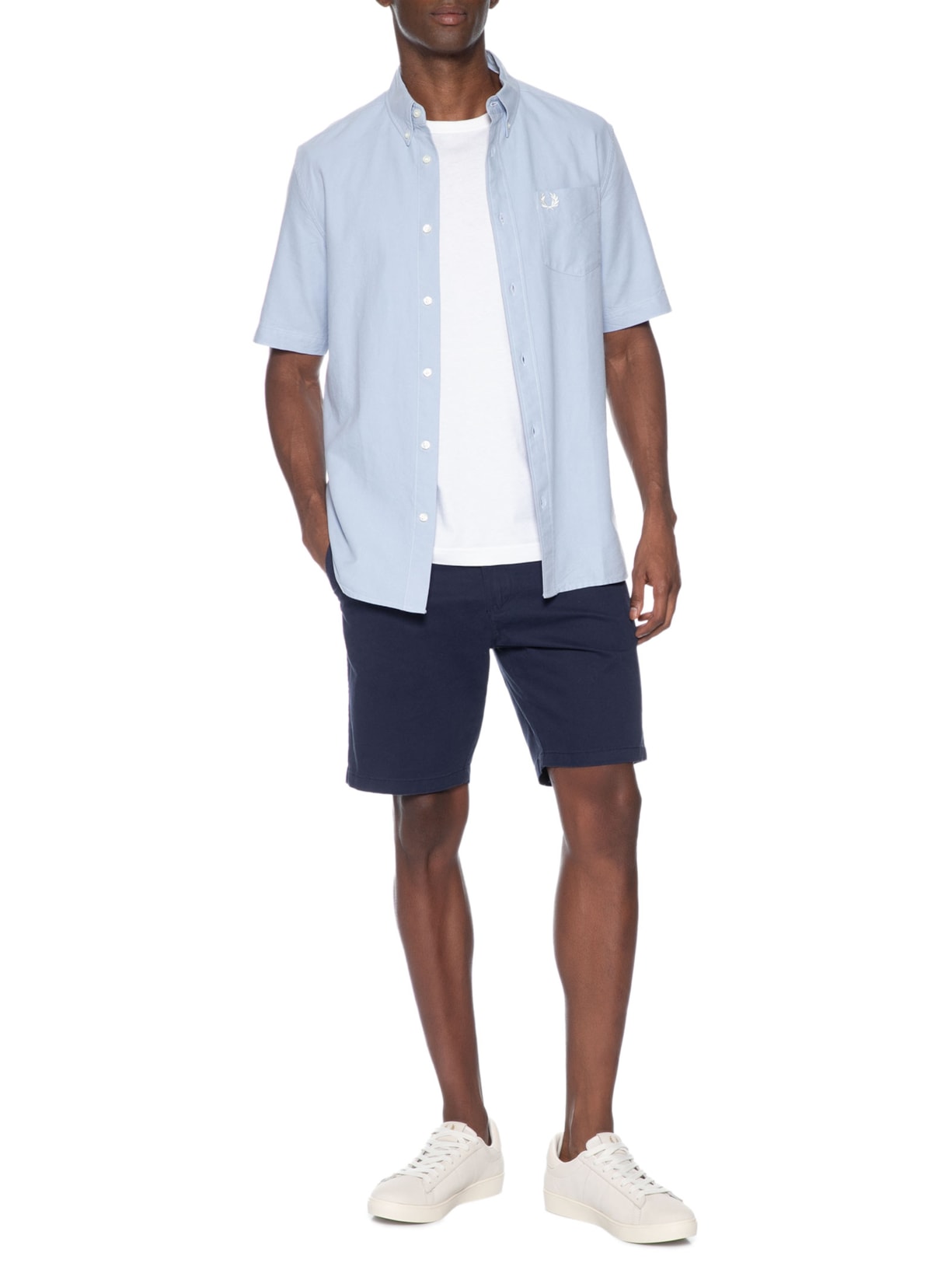 Camisa Masculina Button Down Regular Fit Azul Fred Perry
