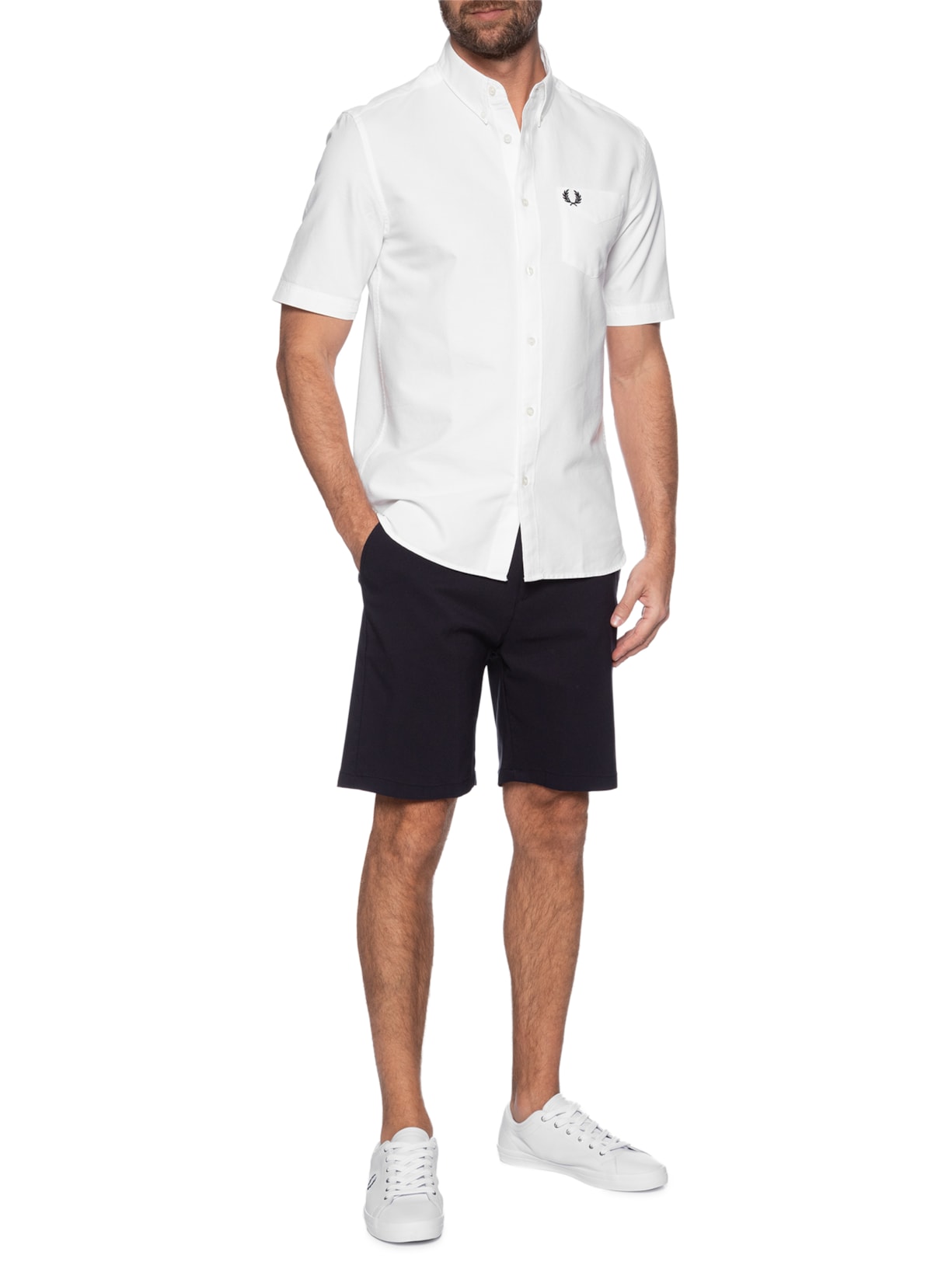 Camisa Masculina Button Down Regular Fit Branco Fred Perry