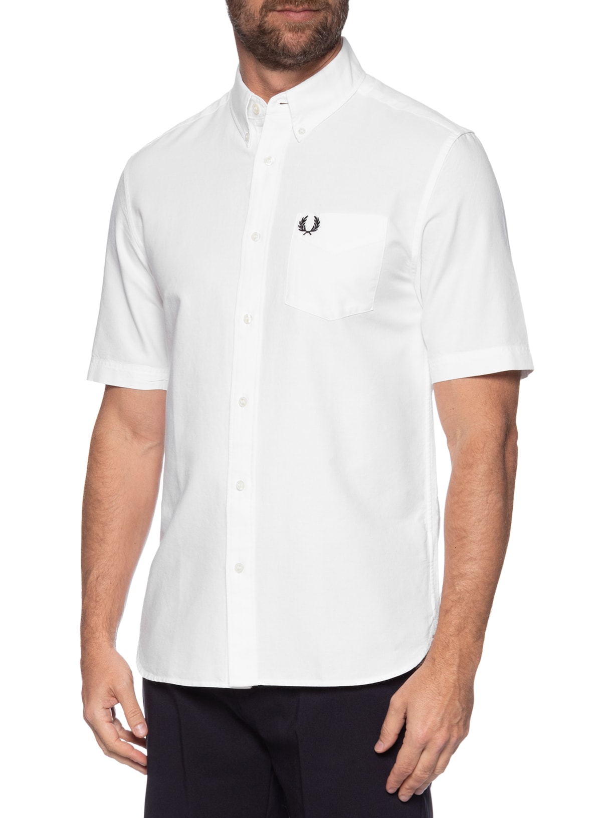 Camisa Masculina Button Down Regular Fit Branco Fred Perry