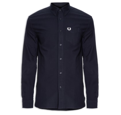 Camisa Masculina Button Down Regular Fit Em Oxford  - Azul