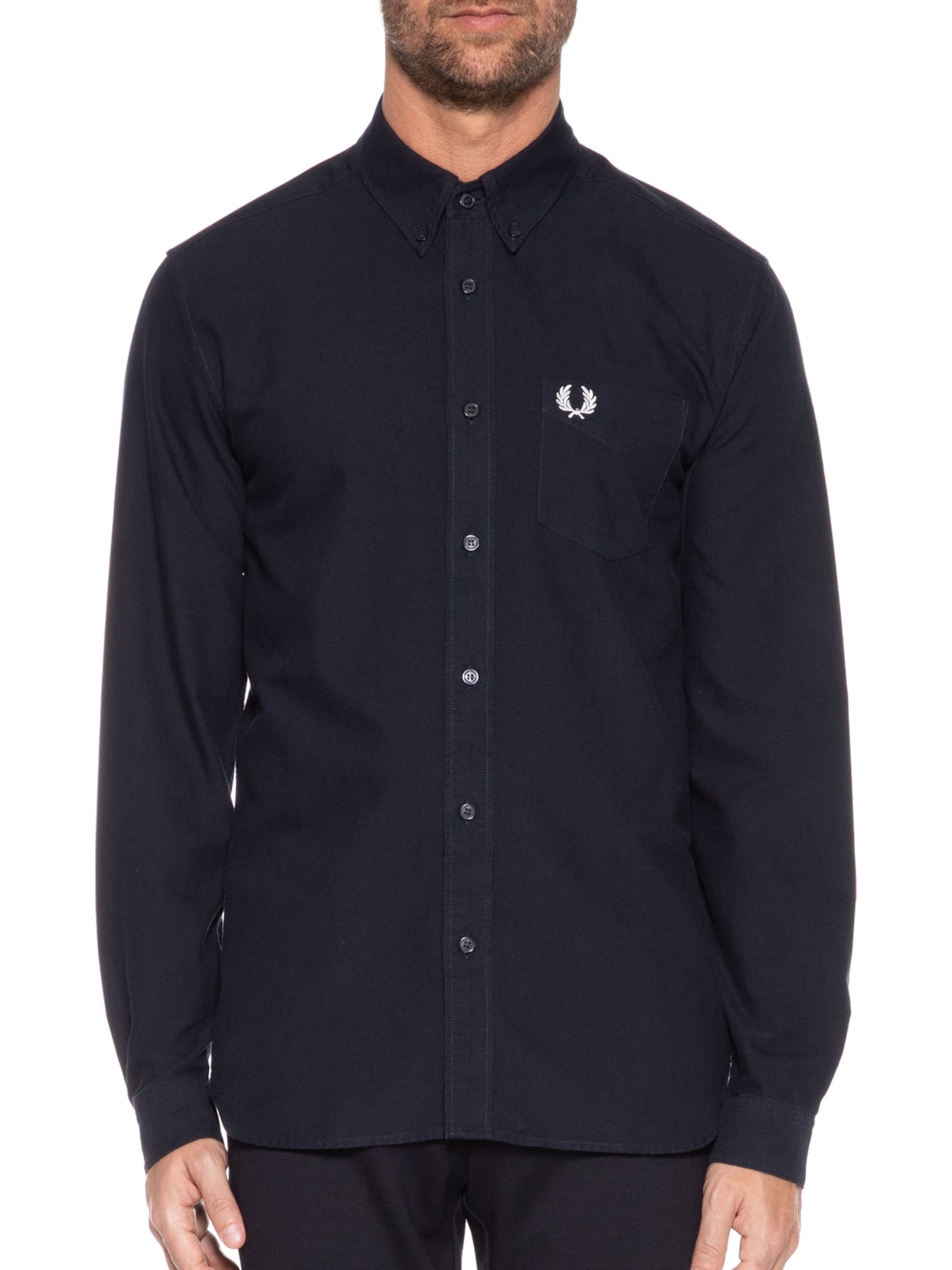 Camisa Masculina Button Down Regular Fit Em Oxford  Azul Fred Perry