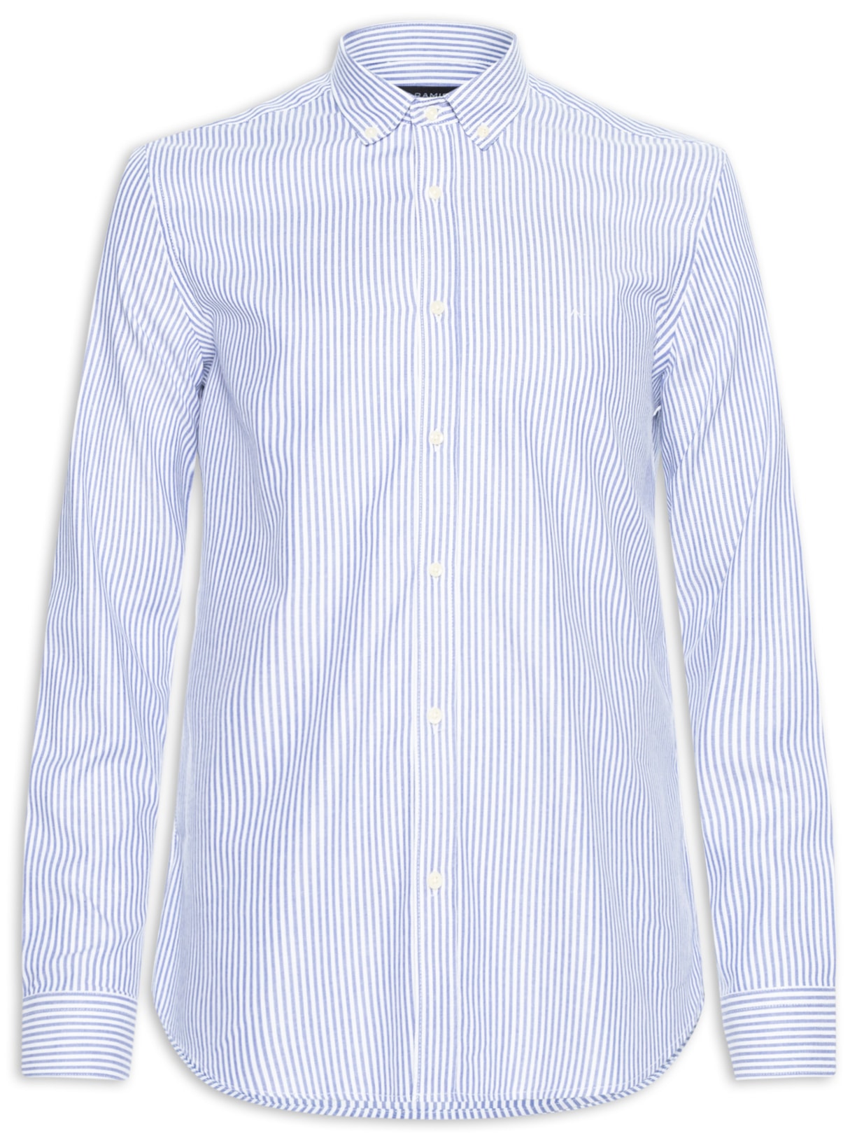 Camisa Masculina Button Down Regular Fit Listra Clássica - Azul