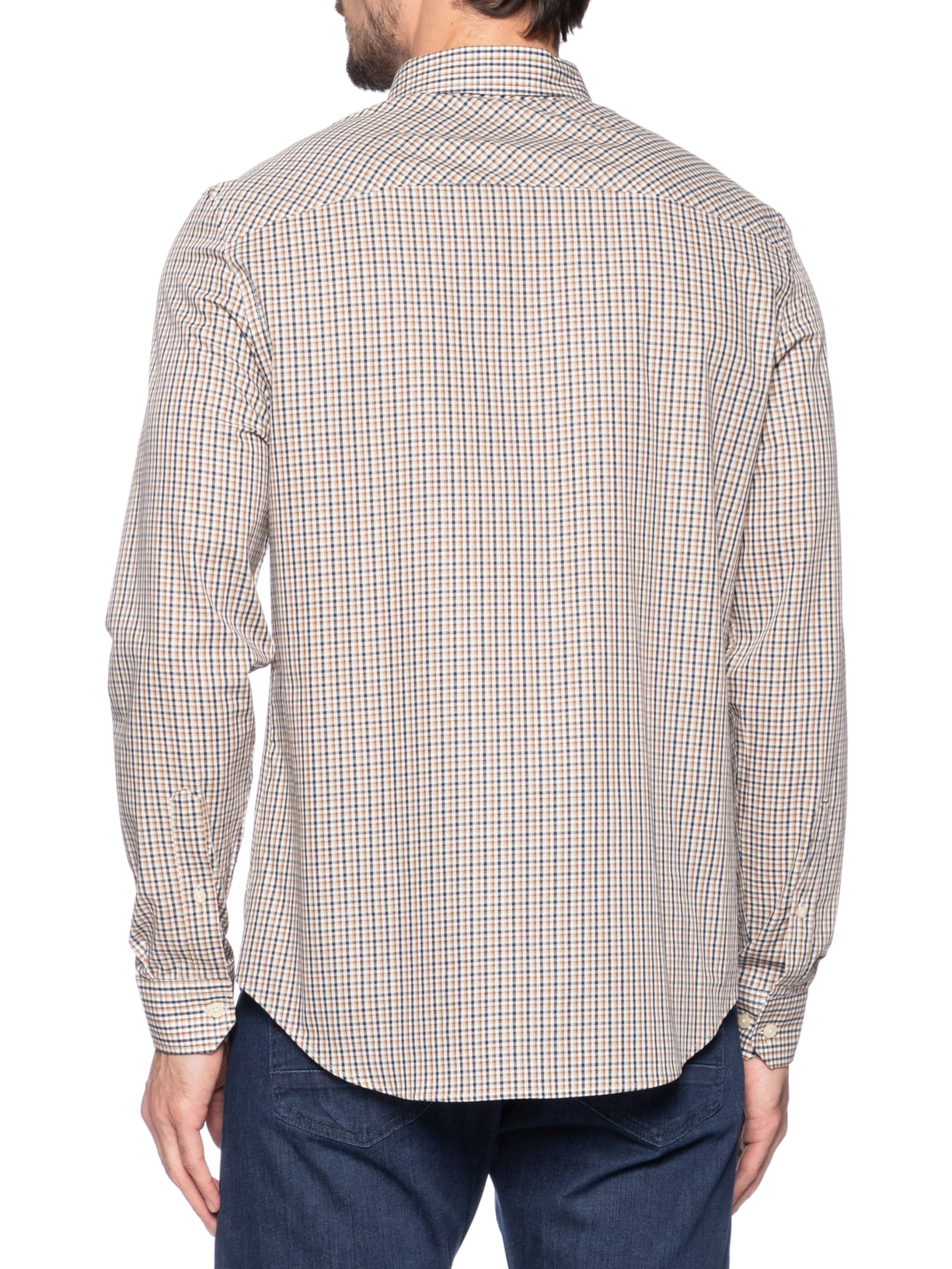Camisa Masculina Button Down Vichy Bege Zapalla