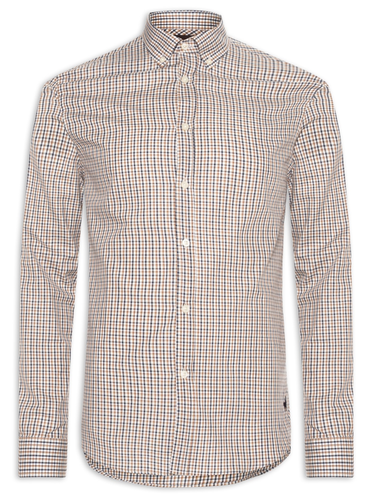 Camisa Masculina Button Down Vichy Bege Zapalla