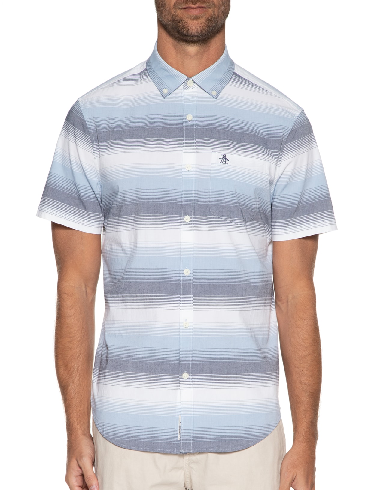 Camisa Masculina C Listrada Original Azul Original Penguin