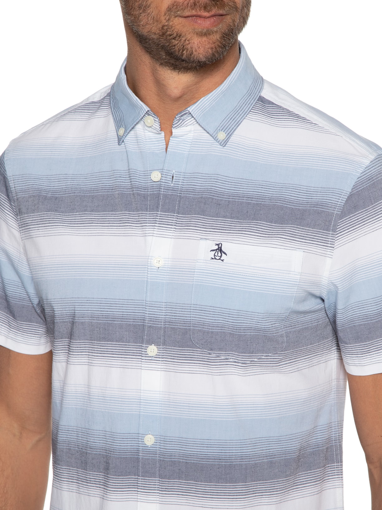 Camisa Masculina C Listrada Original Azul Original Penguin