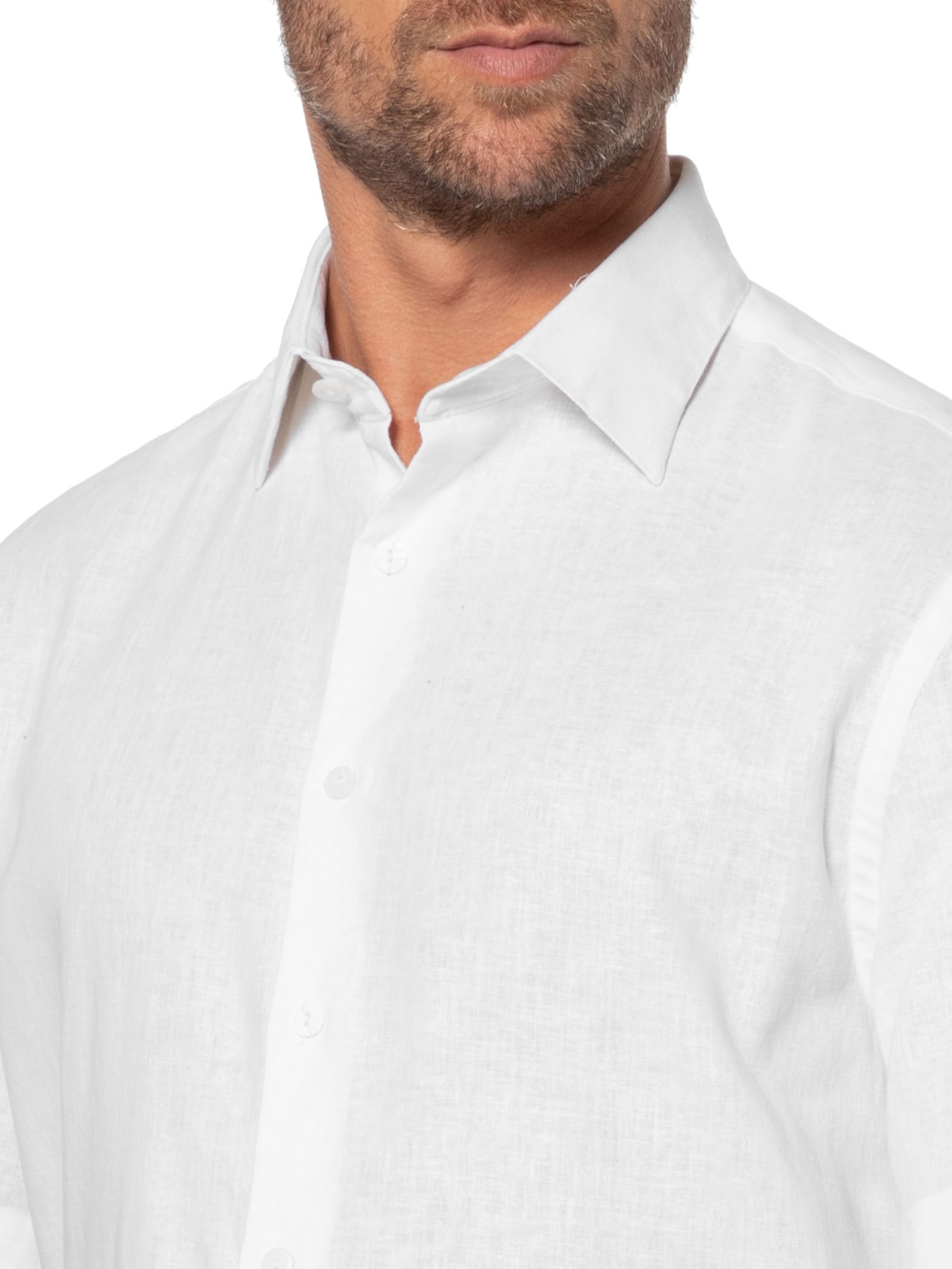 Camisa Masculina Cambraia Uni Manga Curta Branco Richards