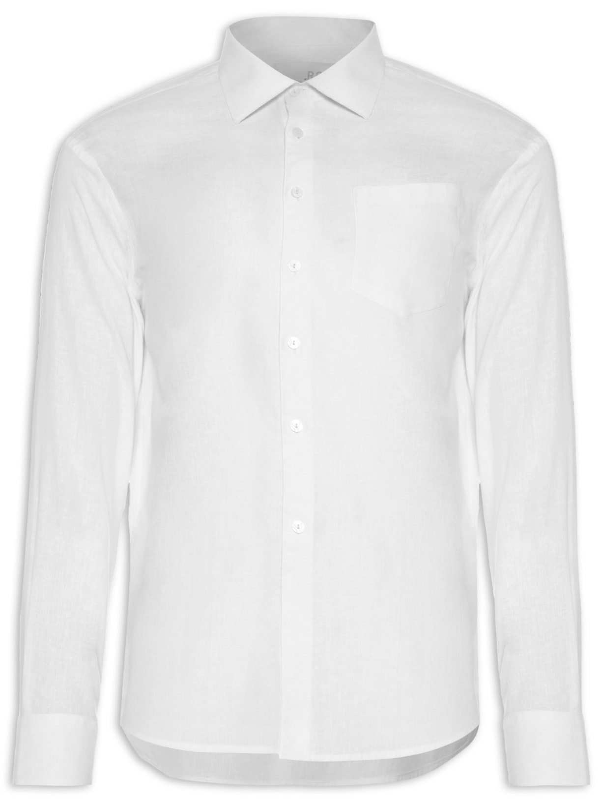 Camisa Masculina Cambraia Uni Manga Longa - Branco