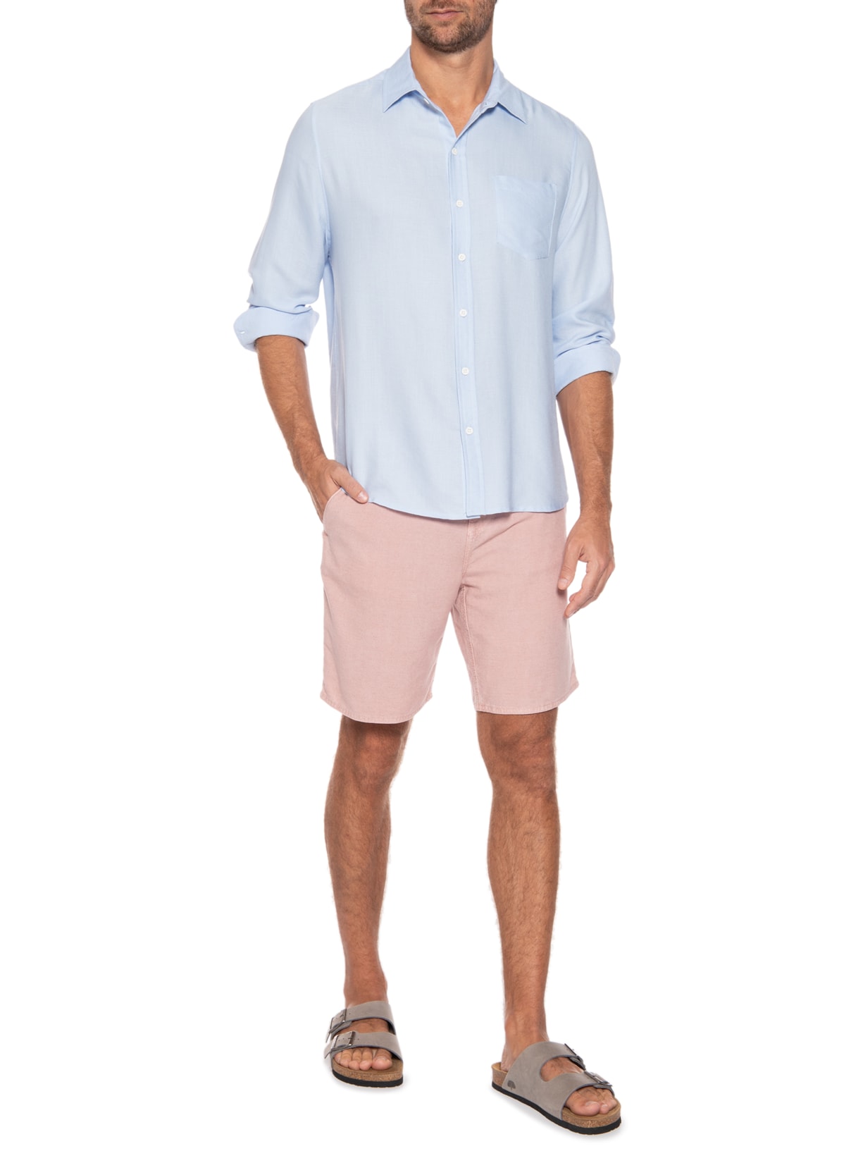 Camisa Masculina Campeche Visco Sereno Azul Be.each