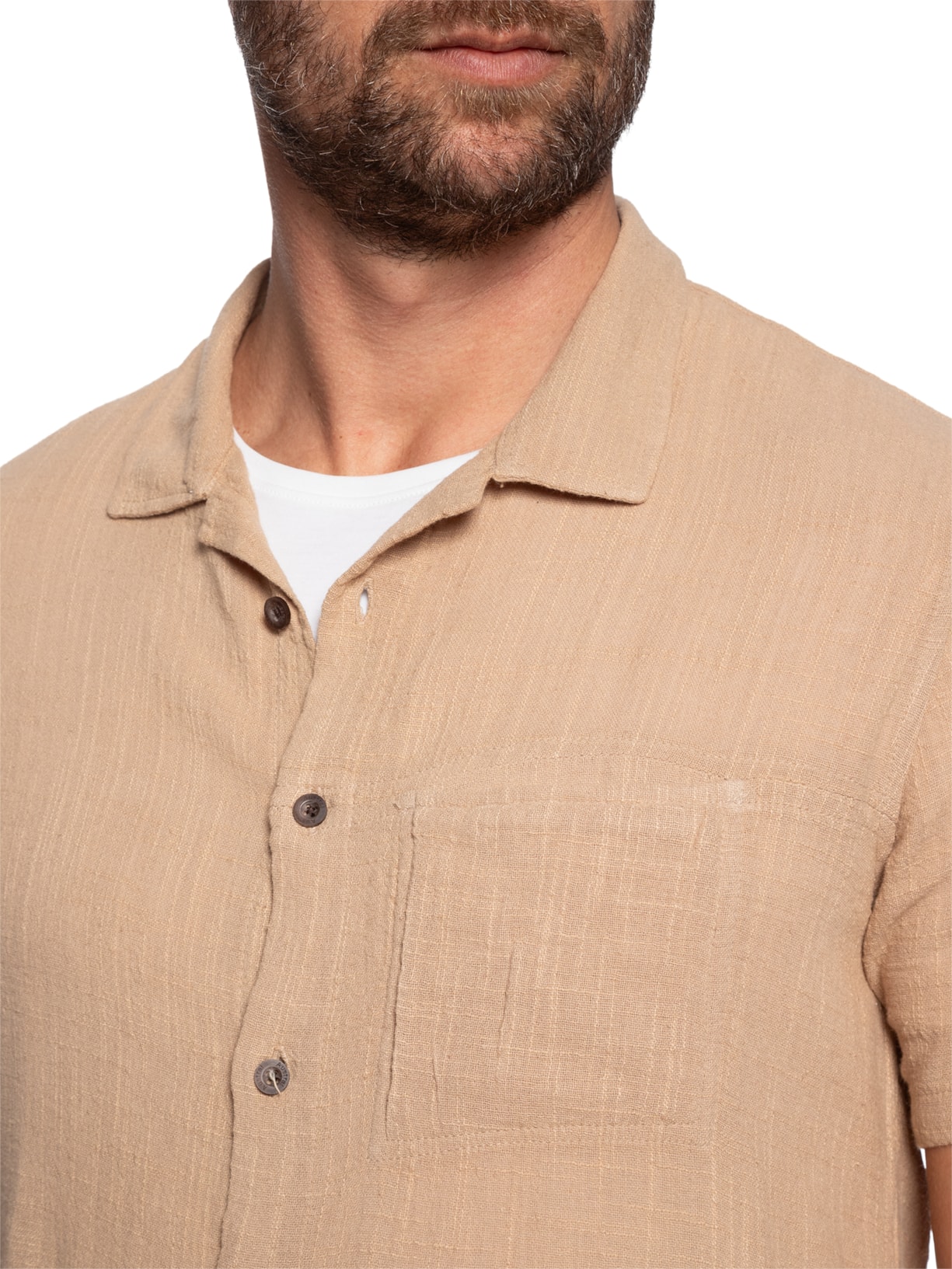 Camisa Masculina Carmel Manga Curta Bege Austral