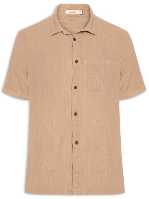Camisa Masculina Carmel Manga Curta - Bege