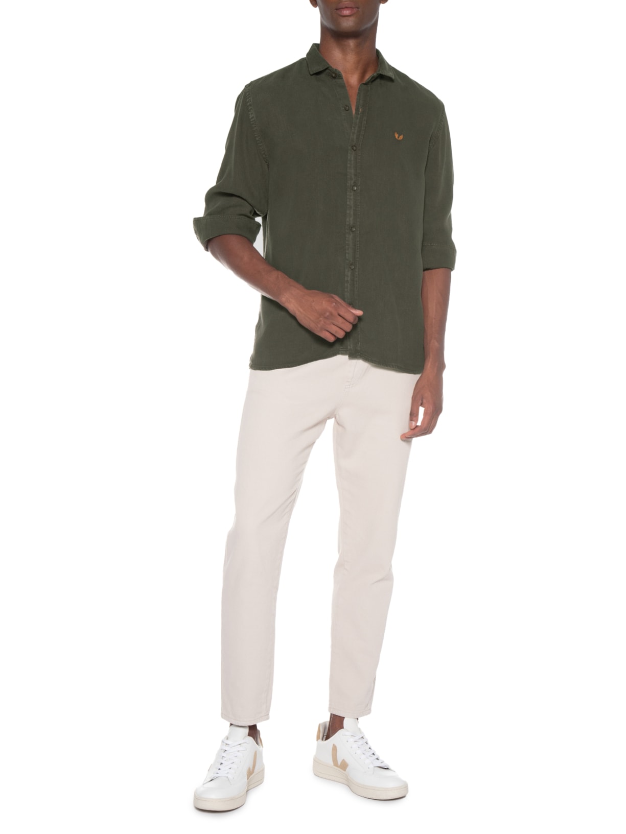 Camisa Masculina Casual Basic Sarja Frank Verde Spirito Santo