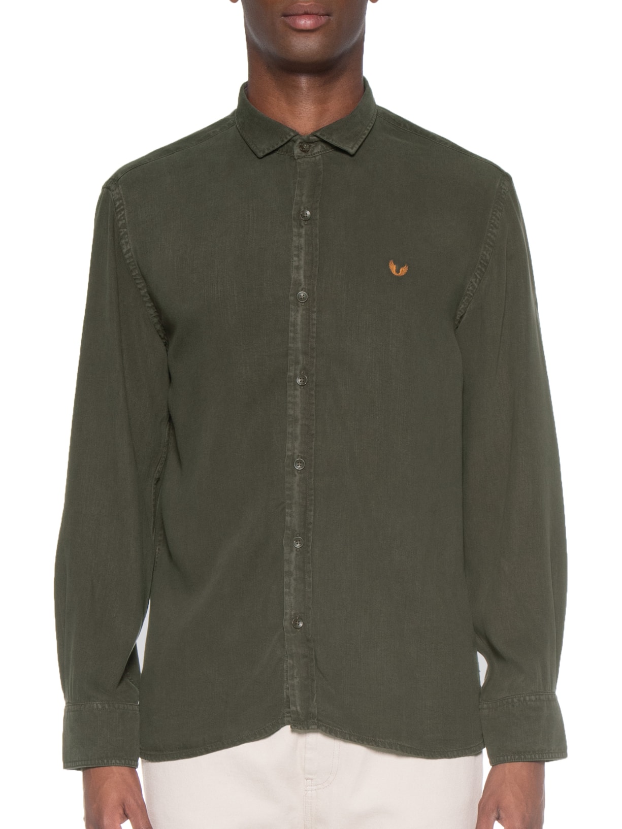 Camisa Masculina Casual Basic Sarja Frank Verde Spirito Santo