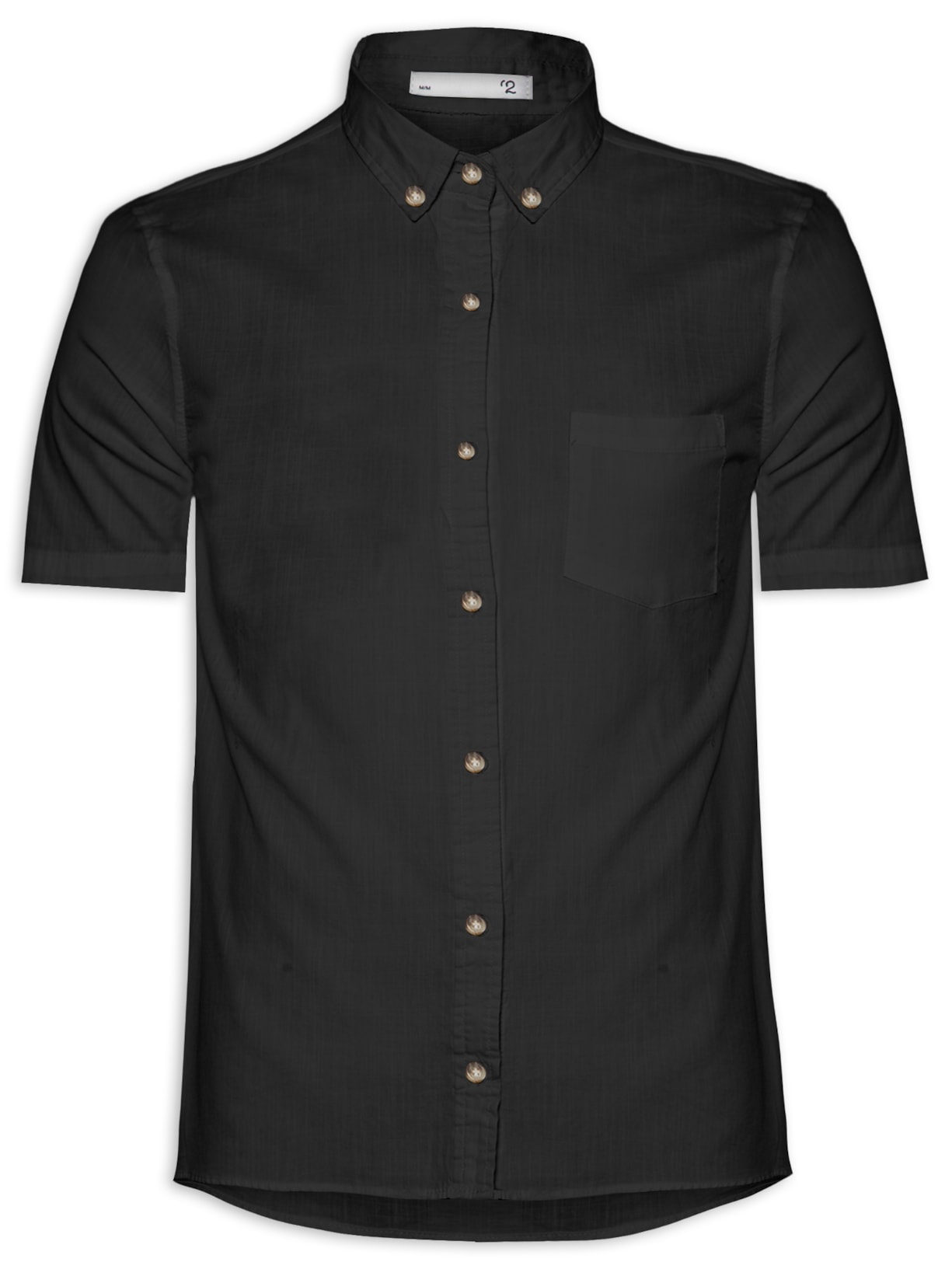 Camisa Masculina Casual Básica Algodão - Preto