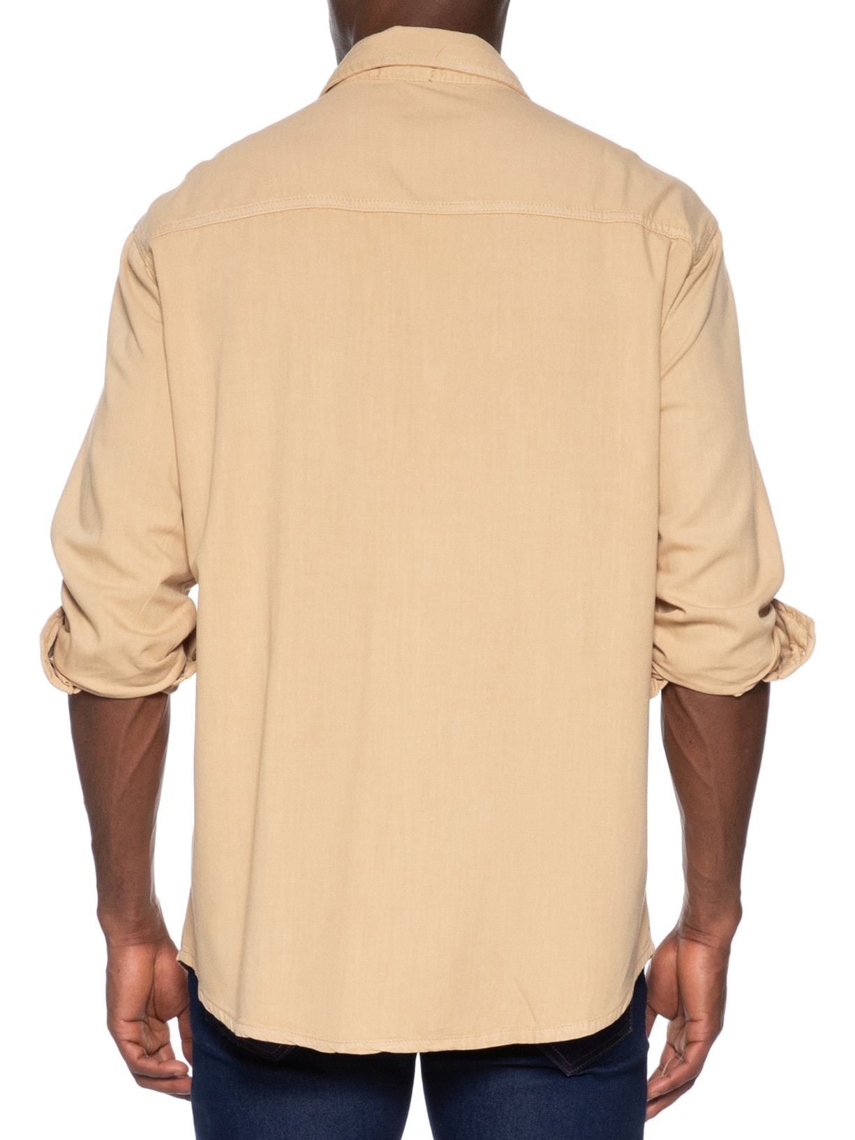 Camisa Masculina Casual Básica Bege Basiq Men