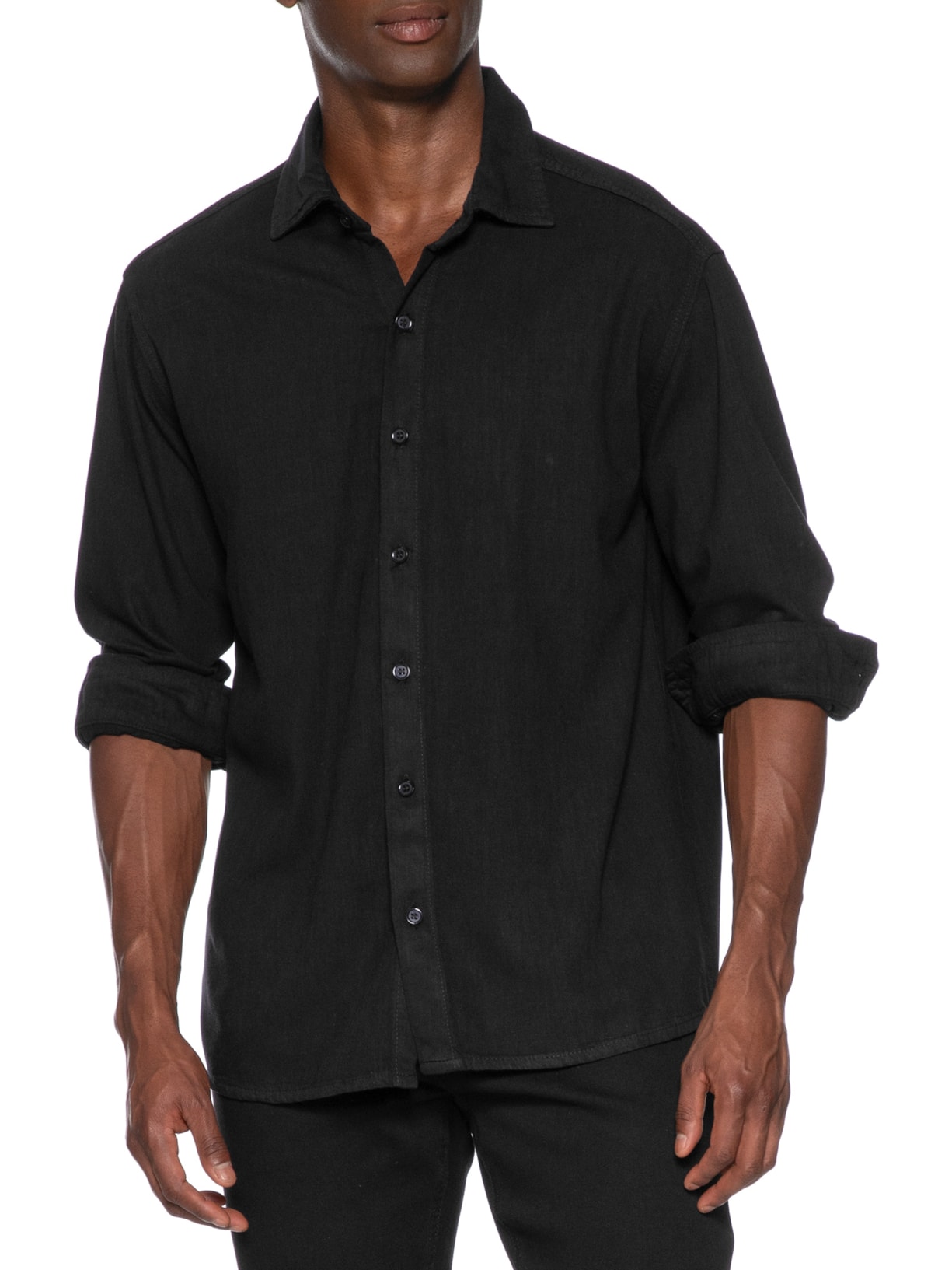 Camisa Masculina Casual Básica Preto Basiq Men