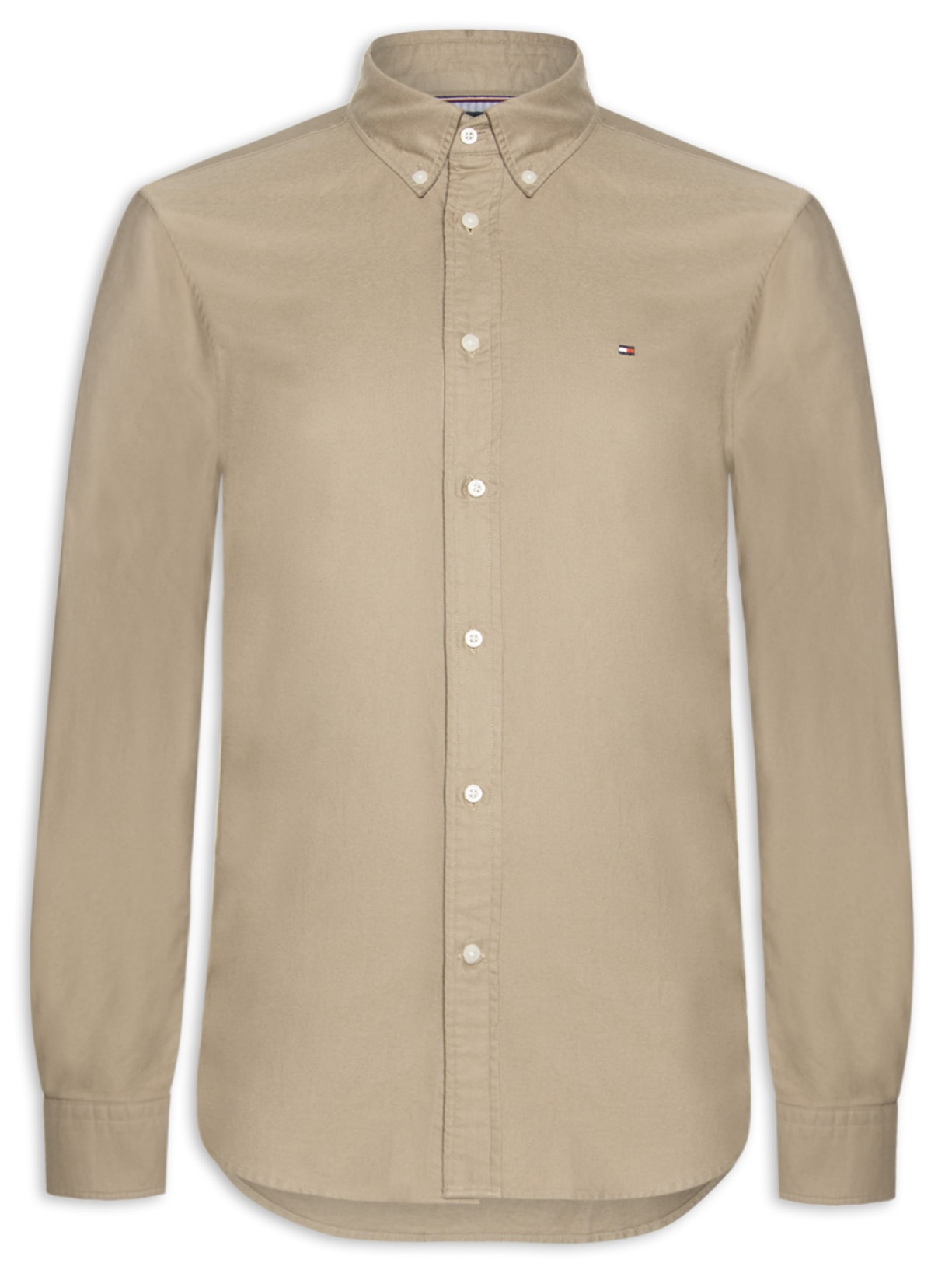 Camisa Masculina Casual Básica Regular Fit Heritage Oxford Bege Tommy Hilfiger