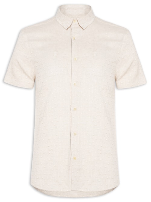 Camisa Masculina Casual Bateau Regular Fit Linho - Bege