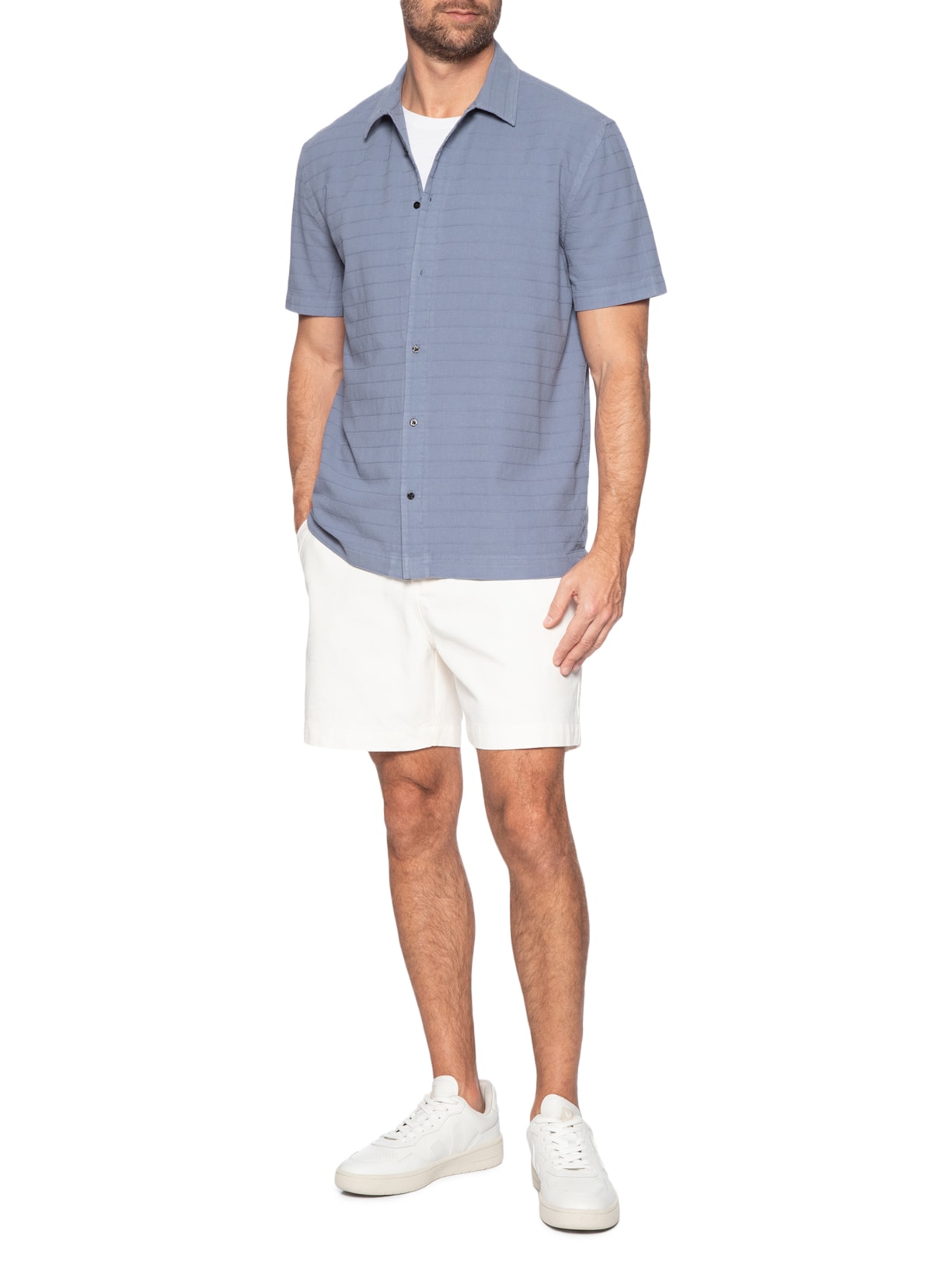Camisa Masculina Casual Caiçara Azul Osklen