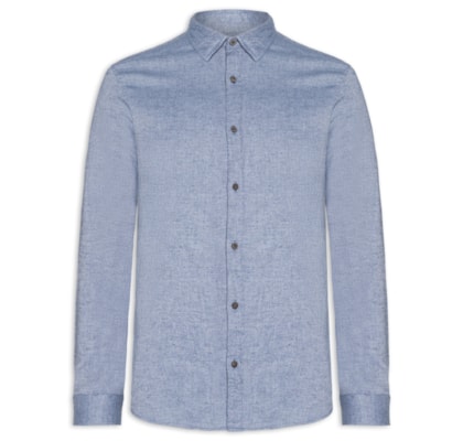 Camisa Masculina Casual Classic Fit Melange - Azul