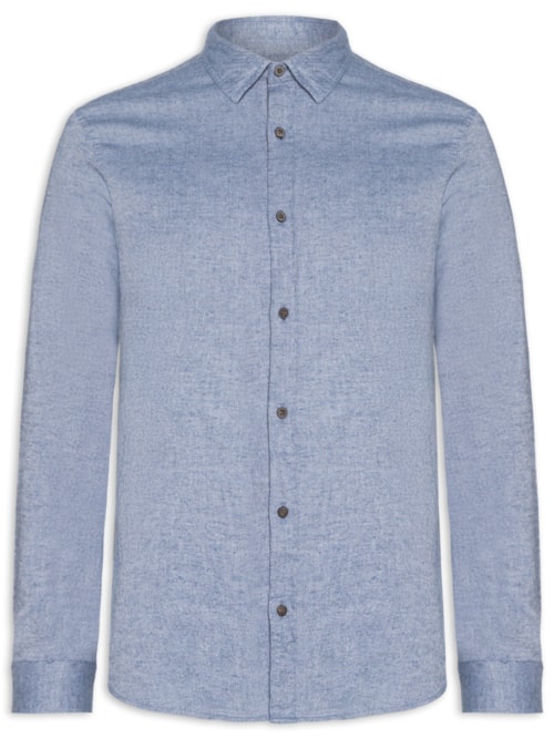Camisa Masculina Casual Classic Fit Melange - Azul