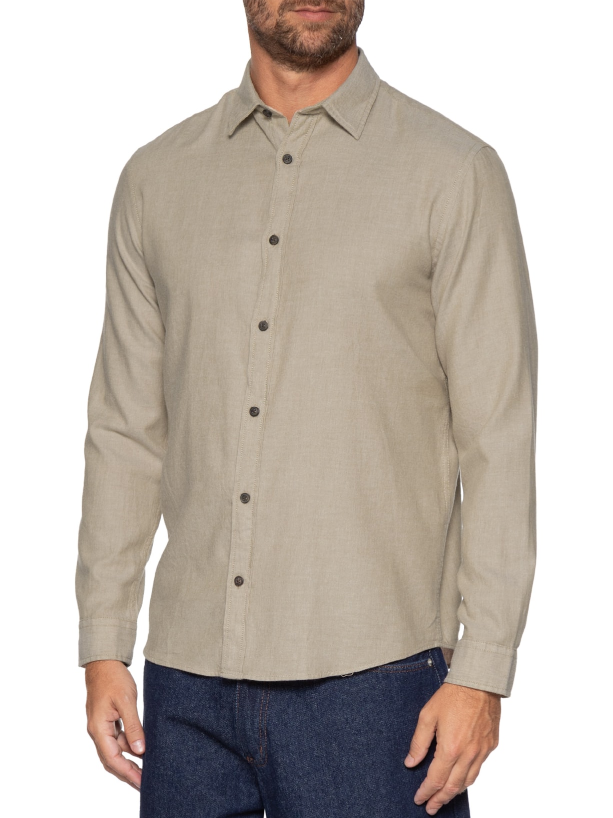 Camisa Masculina Casual Classic Fit Melange Bege Jack & Jones