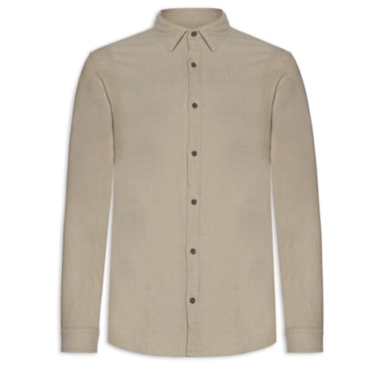 Camisa Masculina Casual Classic Fit Melange - Bege