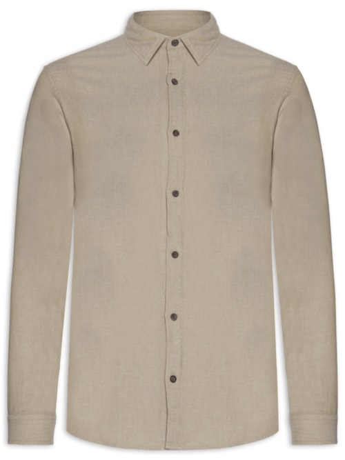 Camisa Masculina Casual Classic Fit Melange - Bege