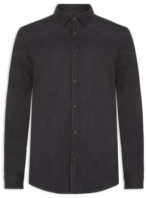 Camisa Masculina Casual Classic Fit Melange - Cinza
