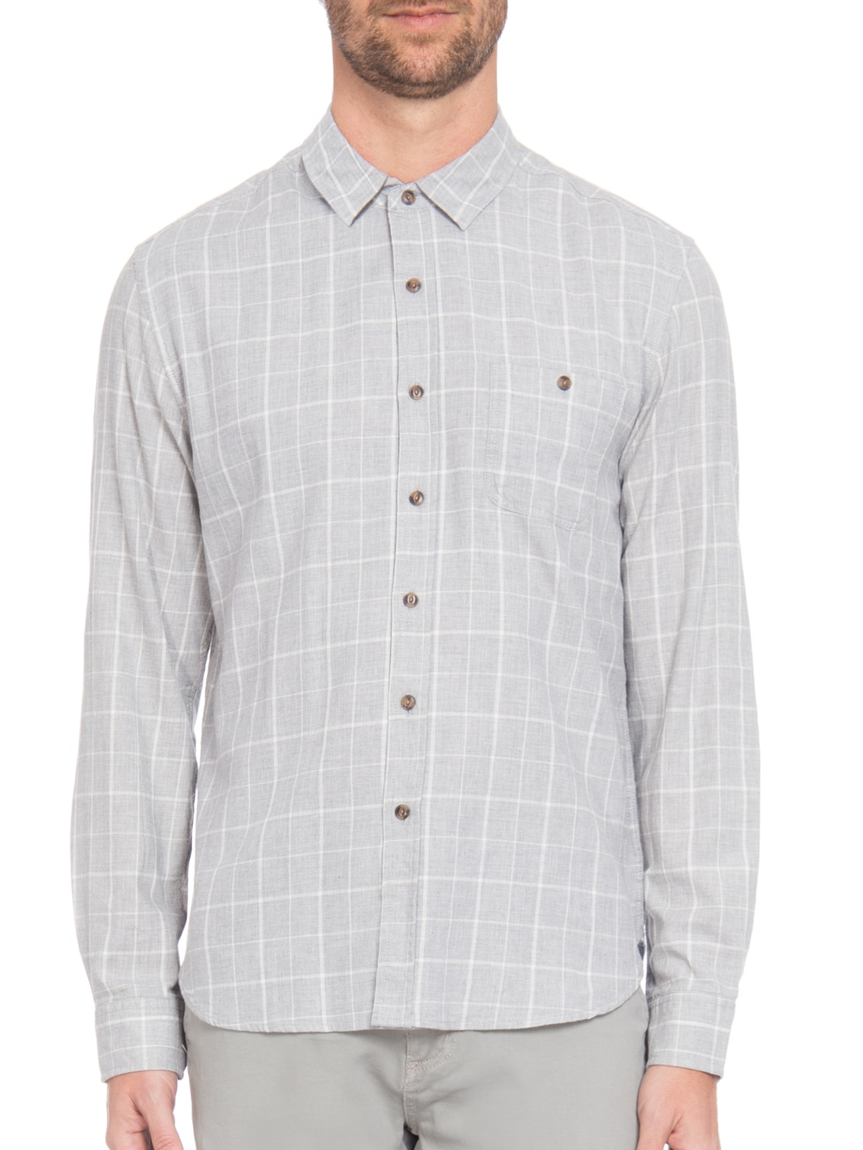 Camisa Masculina Casual De Flanela Strech Cinza Jab