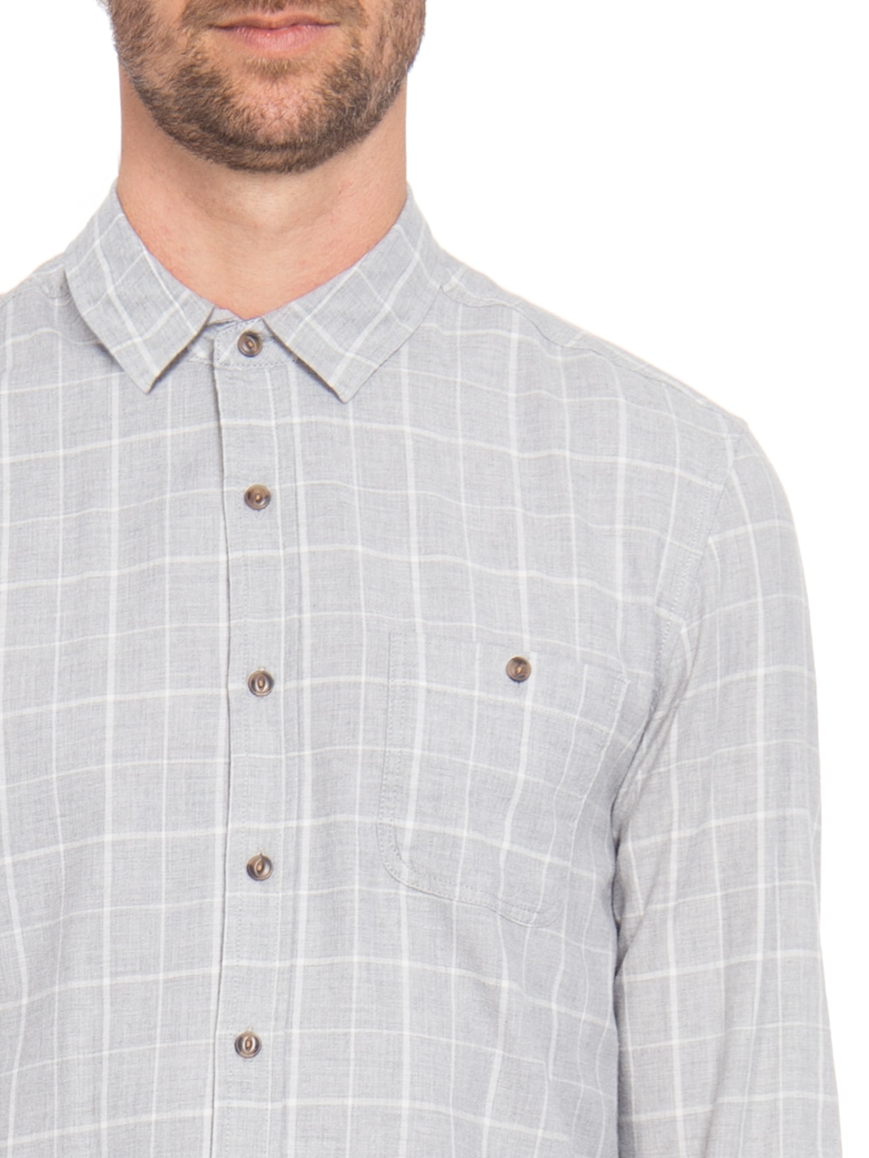 Camisa Masculina Casual De Flanela Strech Cinza Jab