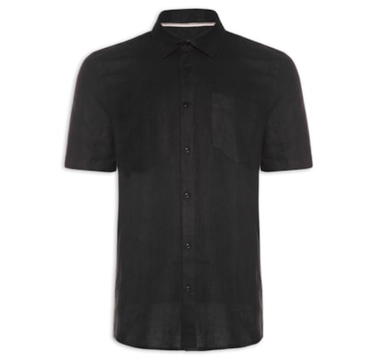 Camisa Masculina Casual De Linho Classic Linen - Preto