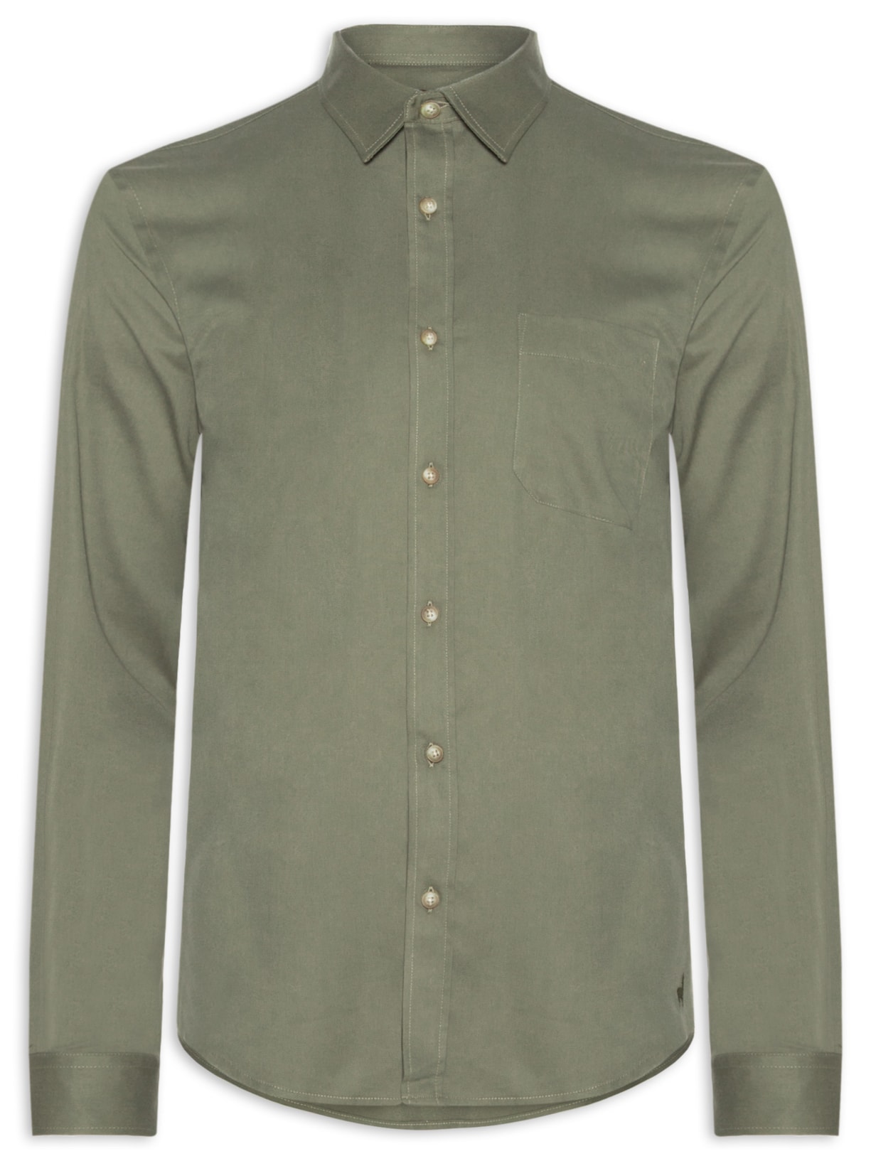 Camisa Masculina Casual Em Sarja Leve - Verde