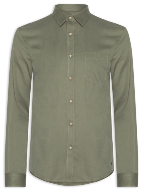 Camisa Masculina Casual Em Sarja Leve - Verde