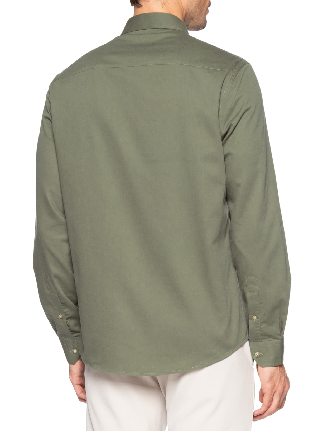 Camisa Masculina Casual Em Sarja Leve Verde Zapalla