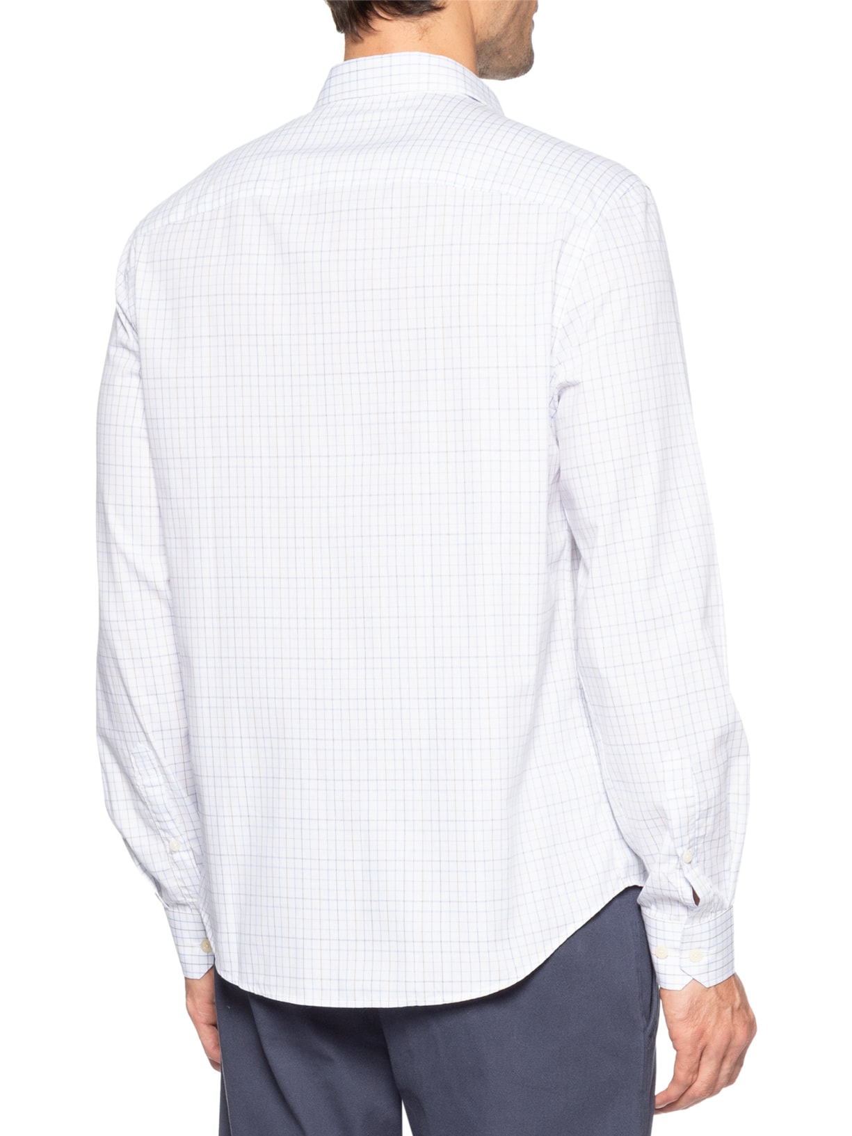 Camisa Masculina Casual Em Tricoline Mini Quadros Azul Zapalla