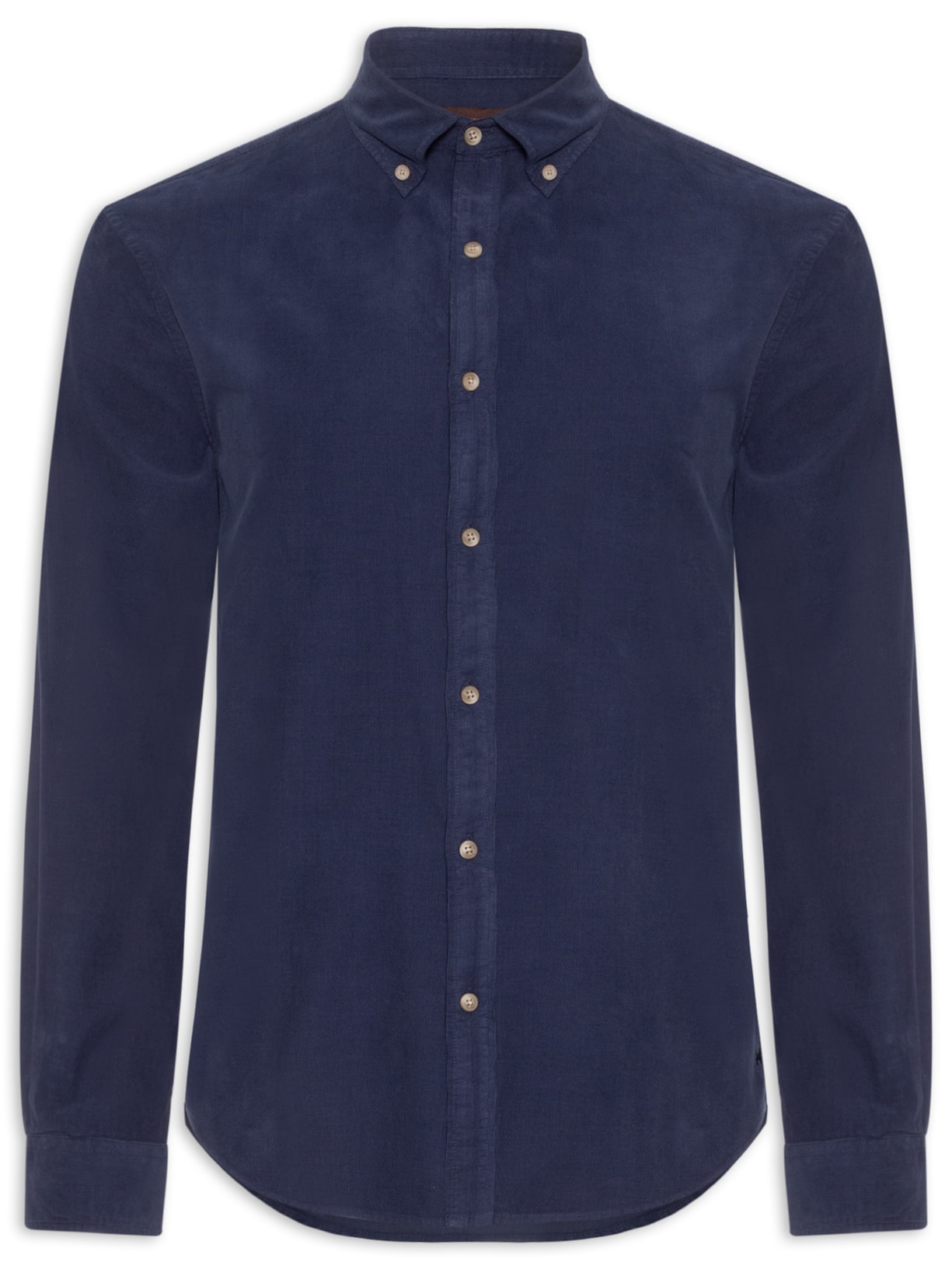 Camisa Masculina Casual Em Veludo Cotelê Azul Zapalla