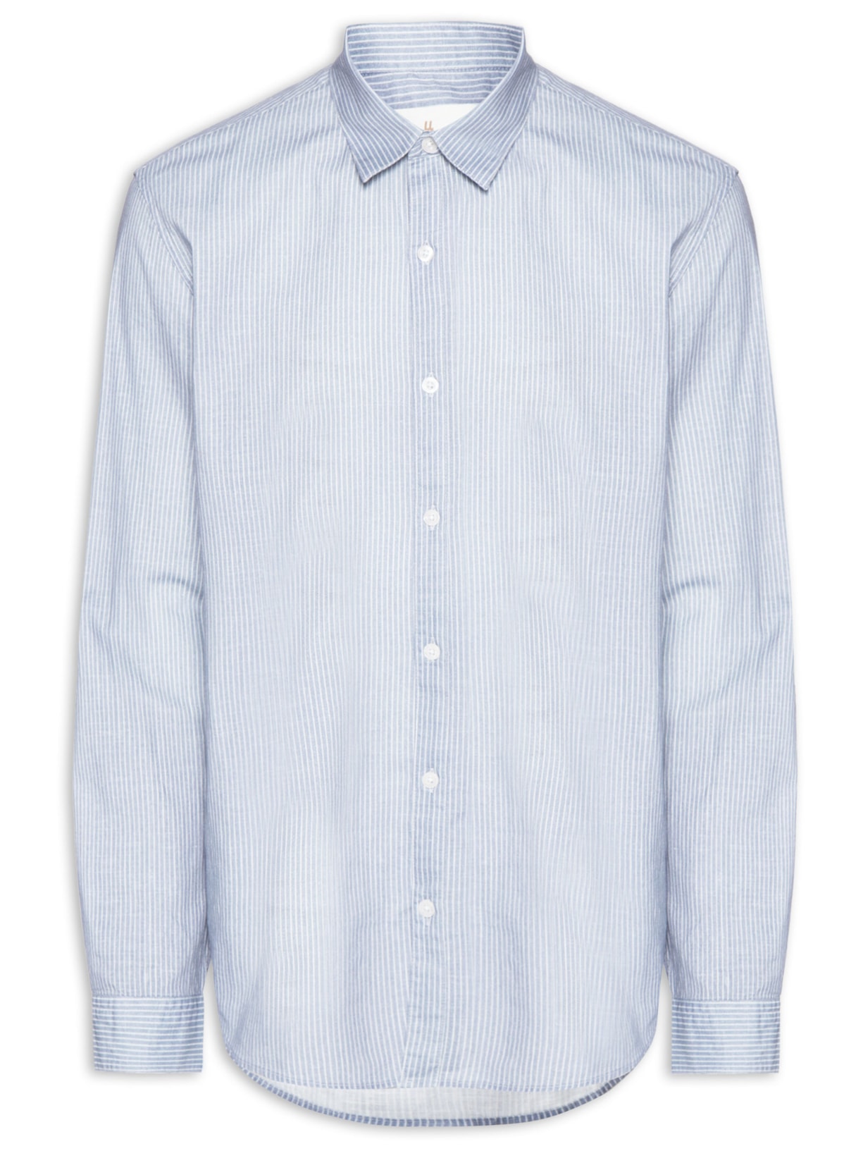 Camisa Masculina Casual Fio Tinto Mini Listra New Azul Foxton